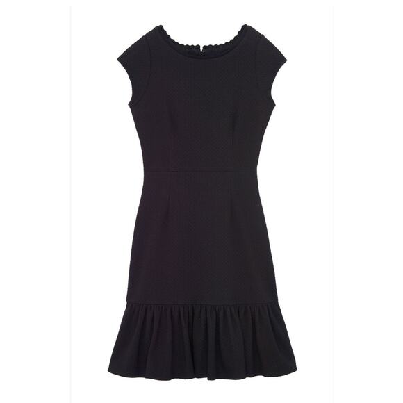 Rebecca Taylor Honeycomb Scalloped Black Dress - Picture 4 of 9